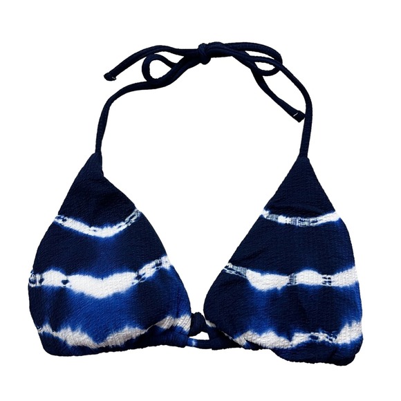 Becca Ionic Triangle Swim Bikini Top Tie Dye Navy Size L - Picture 2 of 3